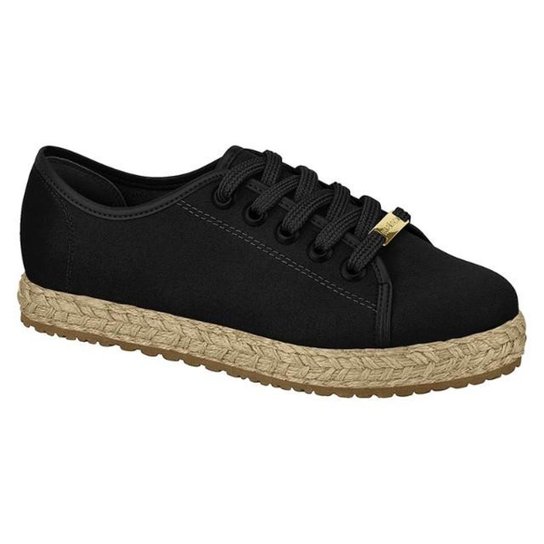 Tenis Moleca Flatform Corda Cmurça Feminino - Preto