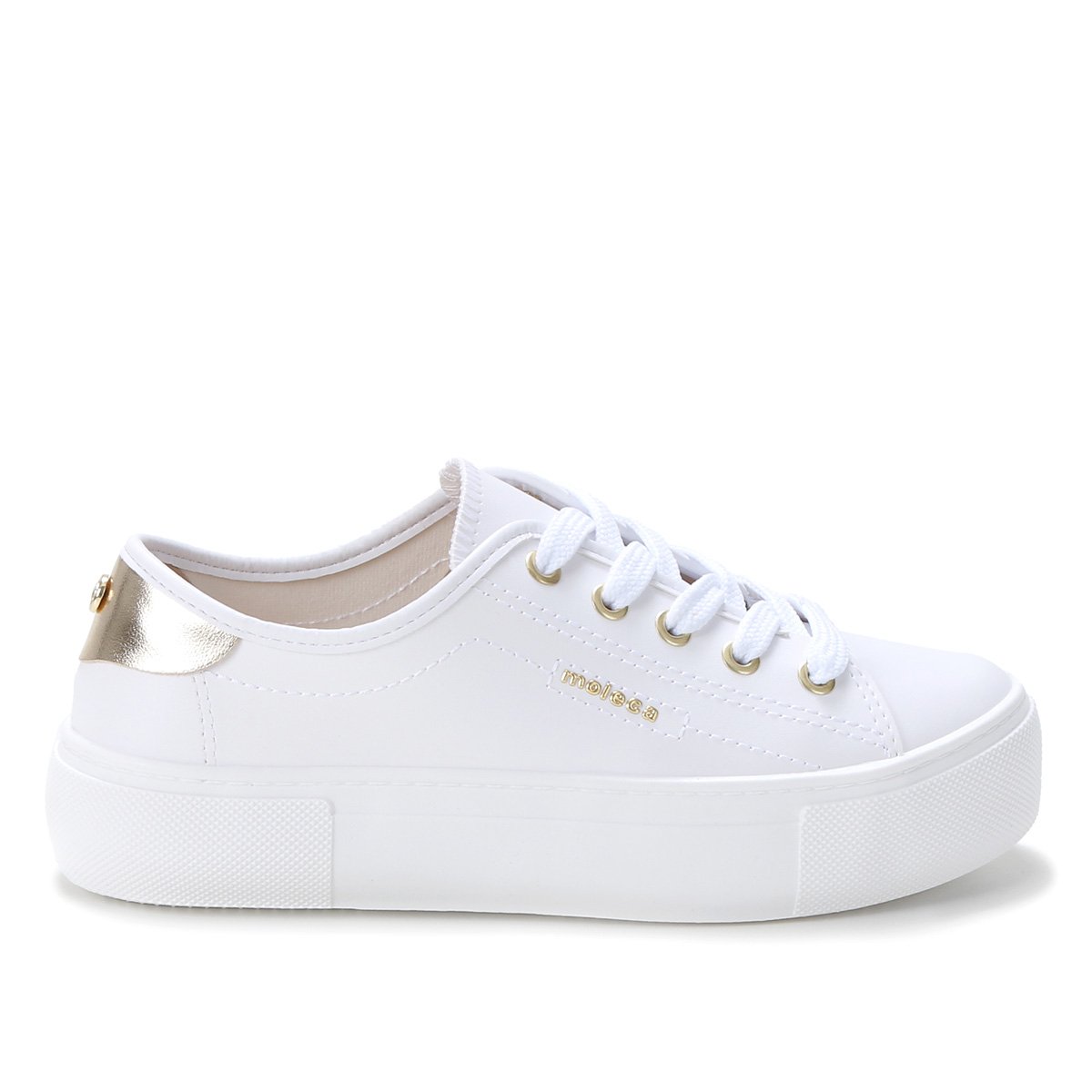 Tênis Moleca Flatform Liso Feminino - Branco Menor preço em Tênis Moleca Flatform Liso Feminino - Branco