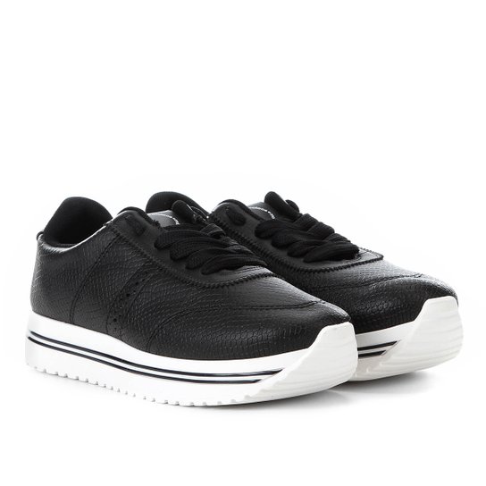 Tênis Moleca Flatform Texturizado Feminino - Preto