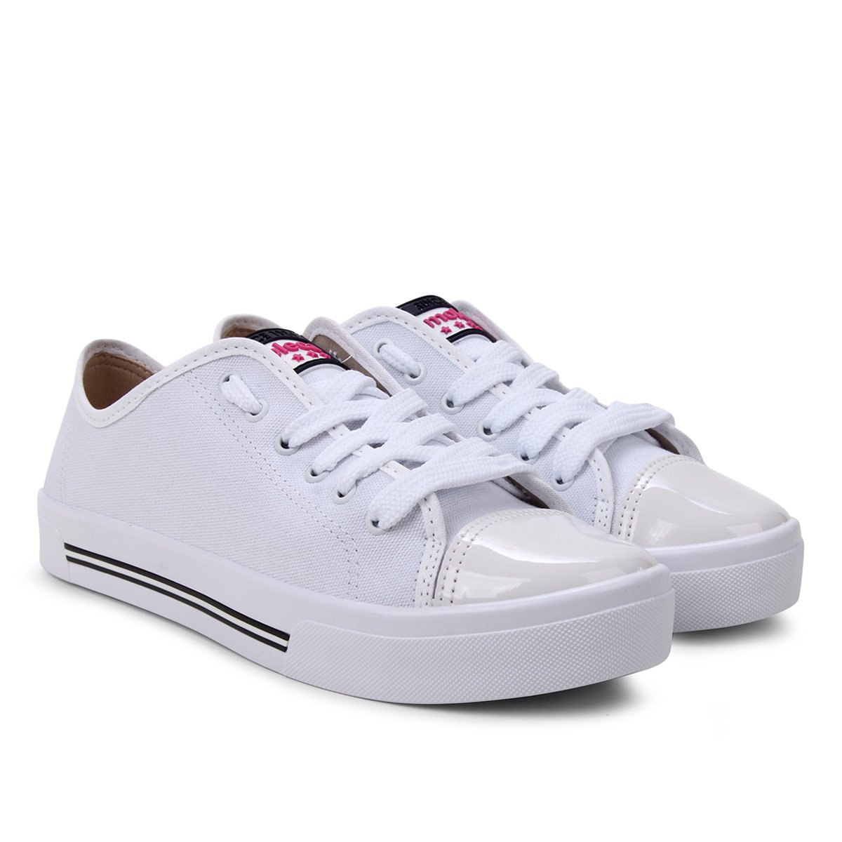 Tênis Moleca Liso Bico Verniz Feminino - Branco Menor preço em Tênis Moleca Liso Bico Verniz Feminino - Branco