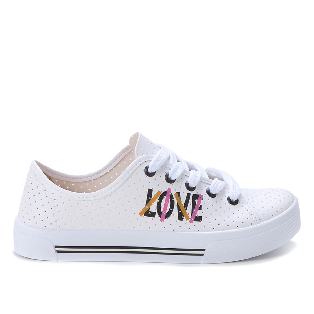 Tênis Moleca Love Perfuros Feminino - Branco Menor preço em Tênis Moleca Love Perfuros Feminino - Branco