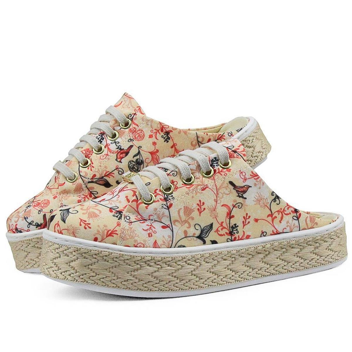 Tênis Mule Feminino Estampado Despojado Confortável Casual - Rosa Claro Menor preço em Tênis Mule Feminino Estampado Despojado Confortável Casual - Rosa Claro