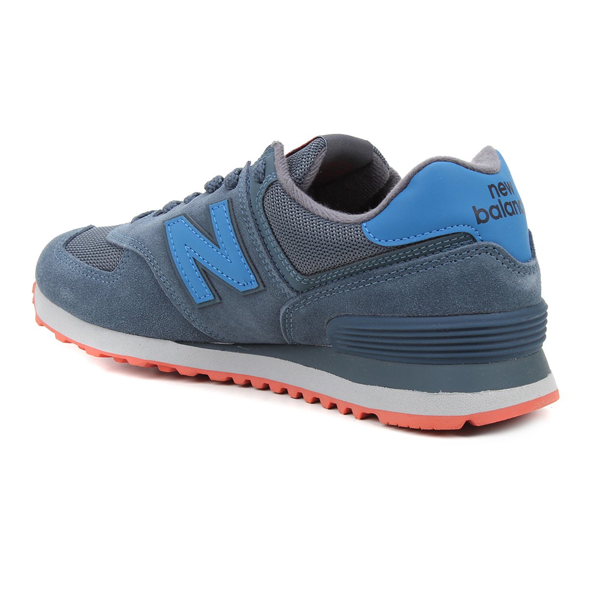 new balance 574 azul e laranja
