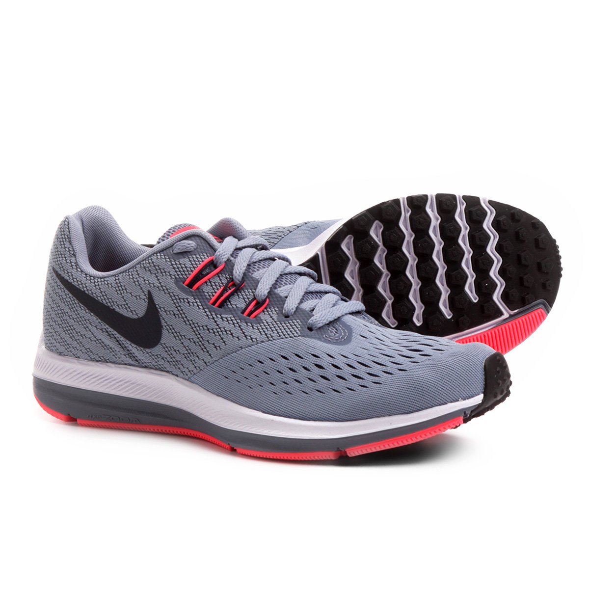 Tênis Nike Zoom Winflo 4 Feminino - Cinza+Vermelho Menor preço em Tênis Nike Zoom Winflo 4 Feminino - Cinza+Vermelho