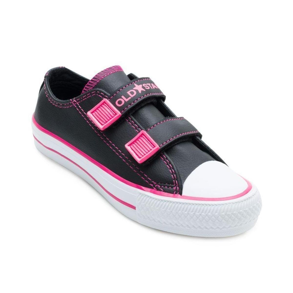 Tênis Old Star Infantil Feminino - Preto+Pink Menor preço em Tênis Old Star Infantil Feminino - Preto+Pink
