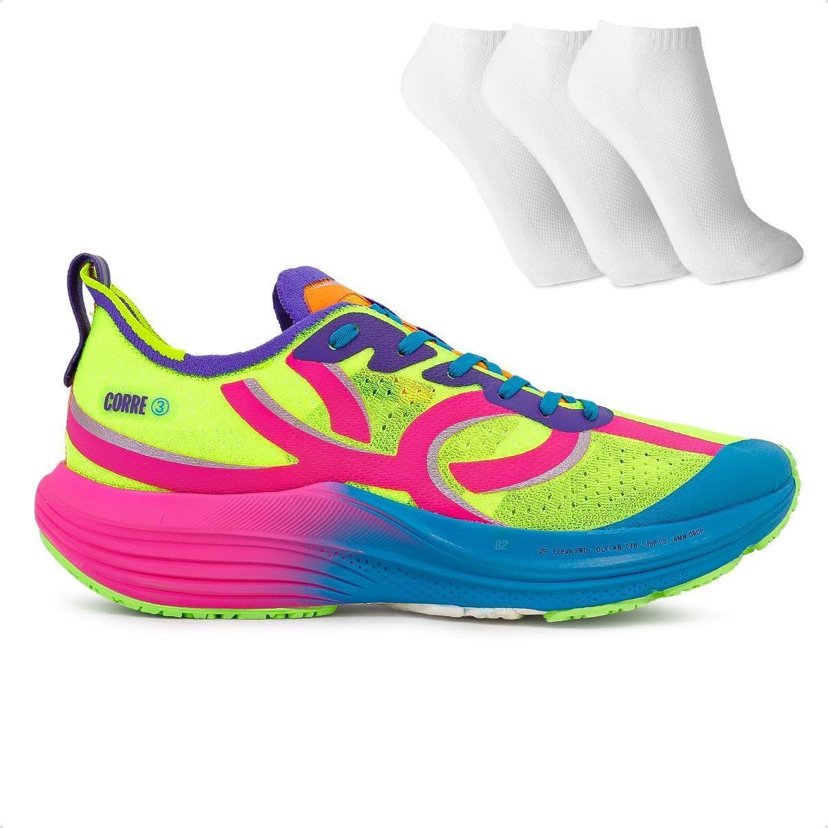 Tênis Olympikus Corre 3 Unissex + 3 Pares de Meias Menor preço em Tênis Olympikus Corre 3 Unissex + 3 Pares de Meias