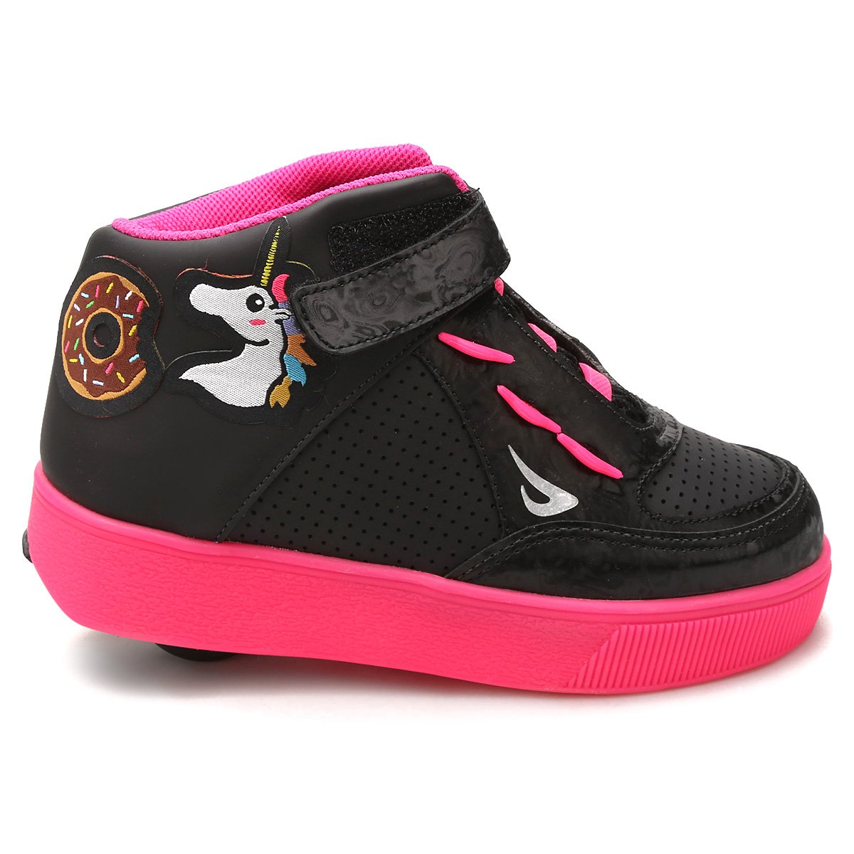 Tênis Ortopé Rodinha Cano Alto Unicórnio Infantil - Preto+Pink | Zattini