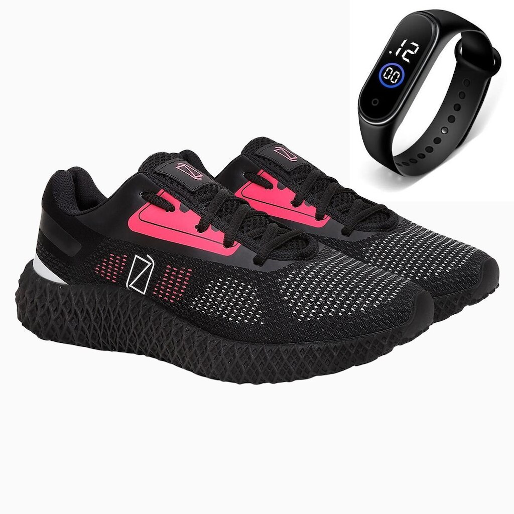 Tênis Ortopédico Feminino Gmm Academia Caminhada Treino Esportivo + Relógio