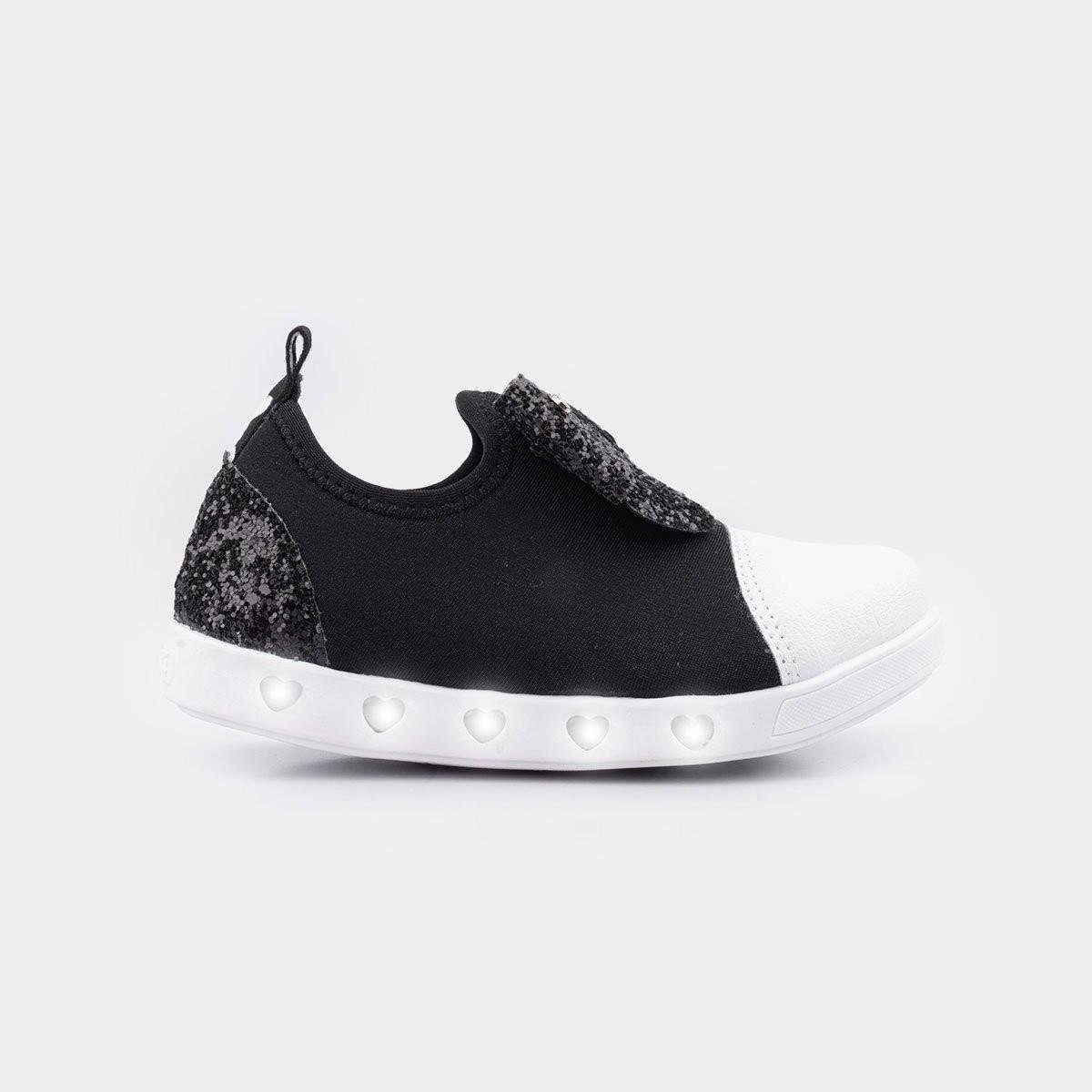 Tênis Pampili Infantil Sneaker Led com Elástico Glitter Preto - 165.151 - Preto Menor preço em Tênis Pampili Infantil Sneaker Led com Elástico Glitter Preto - 165.151 - Preto