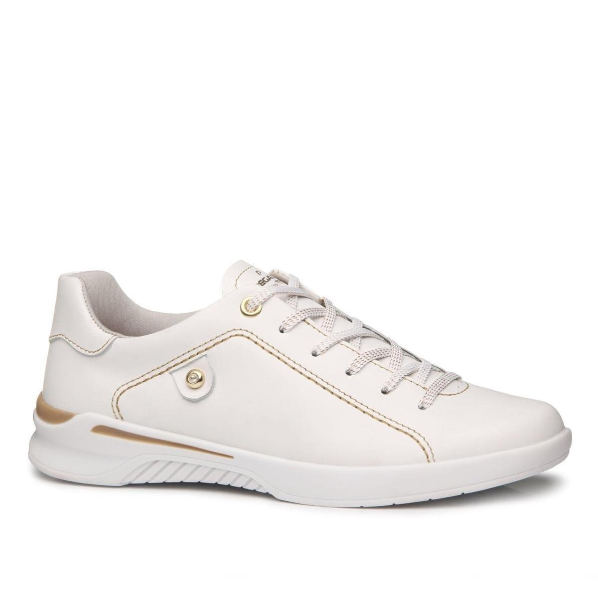 Tênis Pegada Feminino em Couro Branco 210104-01 Menor preço em Tênis Pegada Feminino em Couro Branco 210104-01