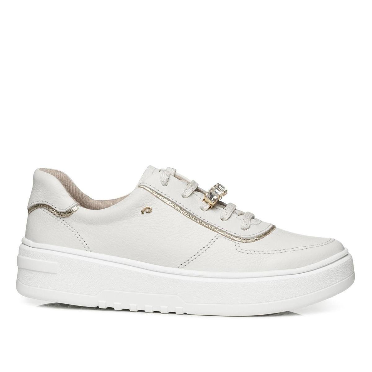 Tênis Pegada Feminino em Couro Milk 213107-03 Menor preço em Tênis Pegada Feminino em Couro Milk 213107-03