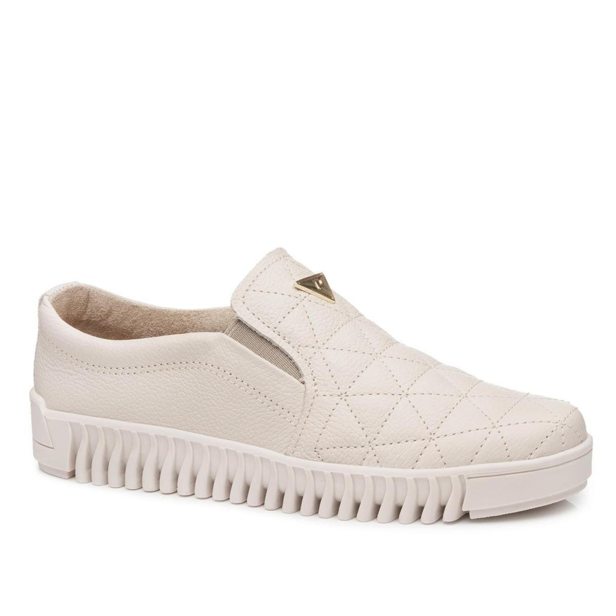 Tênis Pegada Feminino em Couro Off White 210515-02 Menor preço em Tênis Pegada Feminino em Couro Off White 210515-02