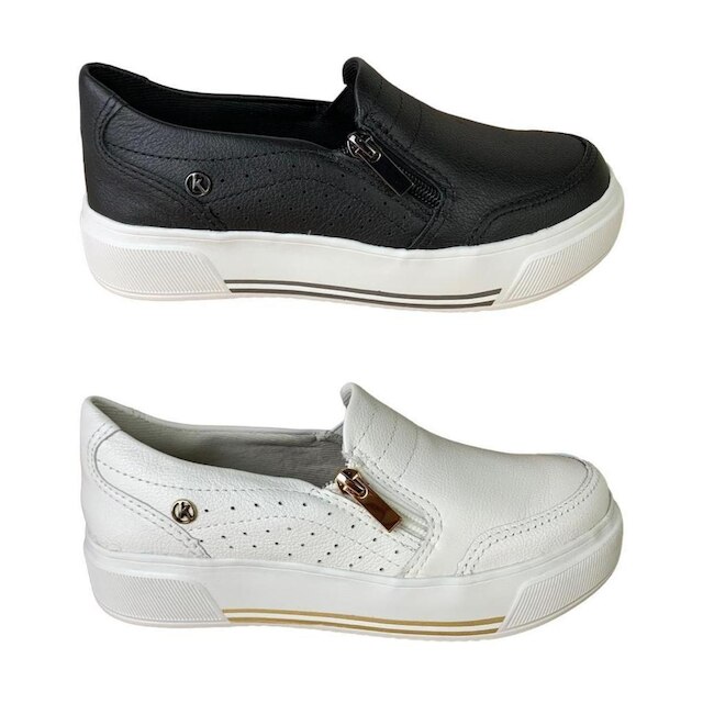 Tenis Plataforma Feminino Casual Kolosh em Couro Calce Facil