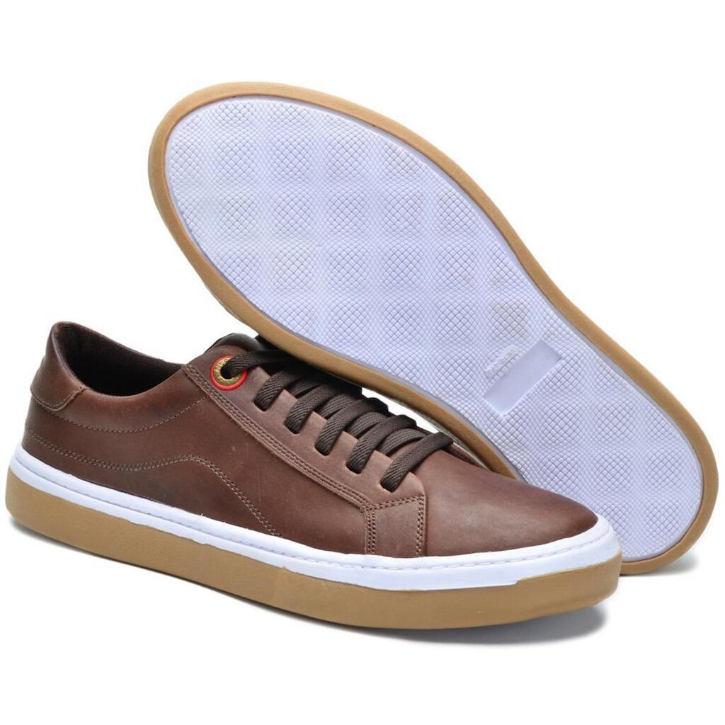 Tenis Polo Urban Casual Couro Legítimo Sapatênis Macio e Confortável PU001
