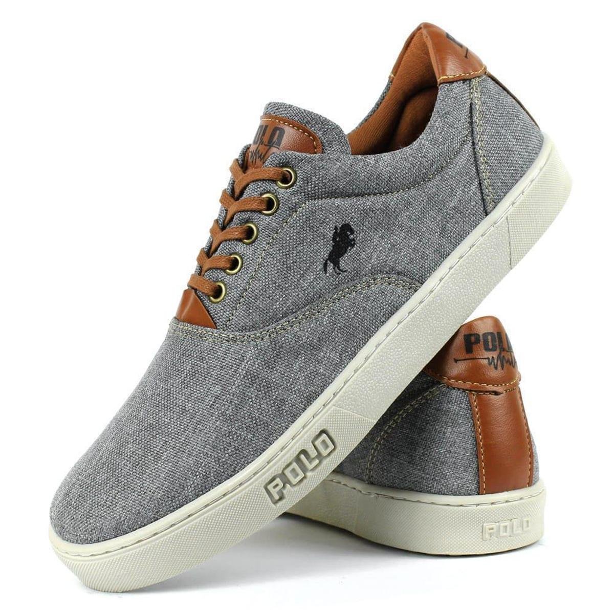 Tênis Polo White SapatoFran Casual em Lona Masculino - Cinza Menor preço em Tênis Polo White SapatoFran Casual em Lona Masculino - Cinza