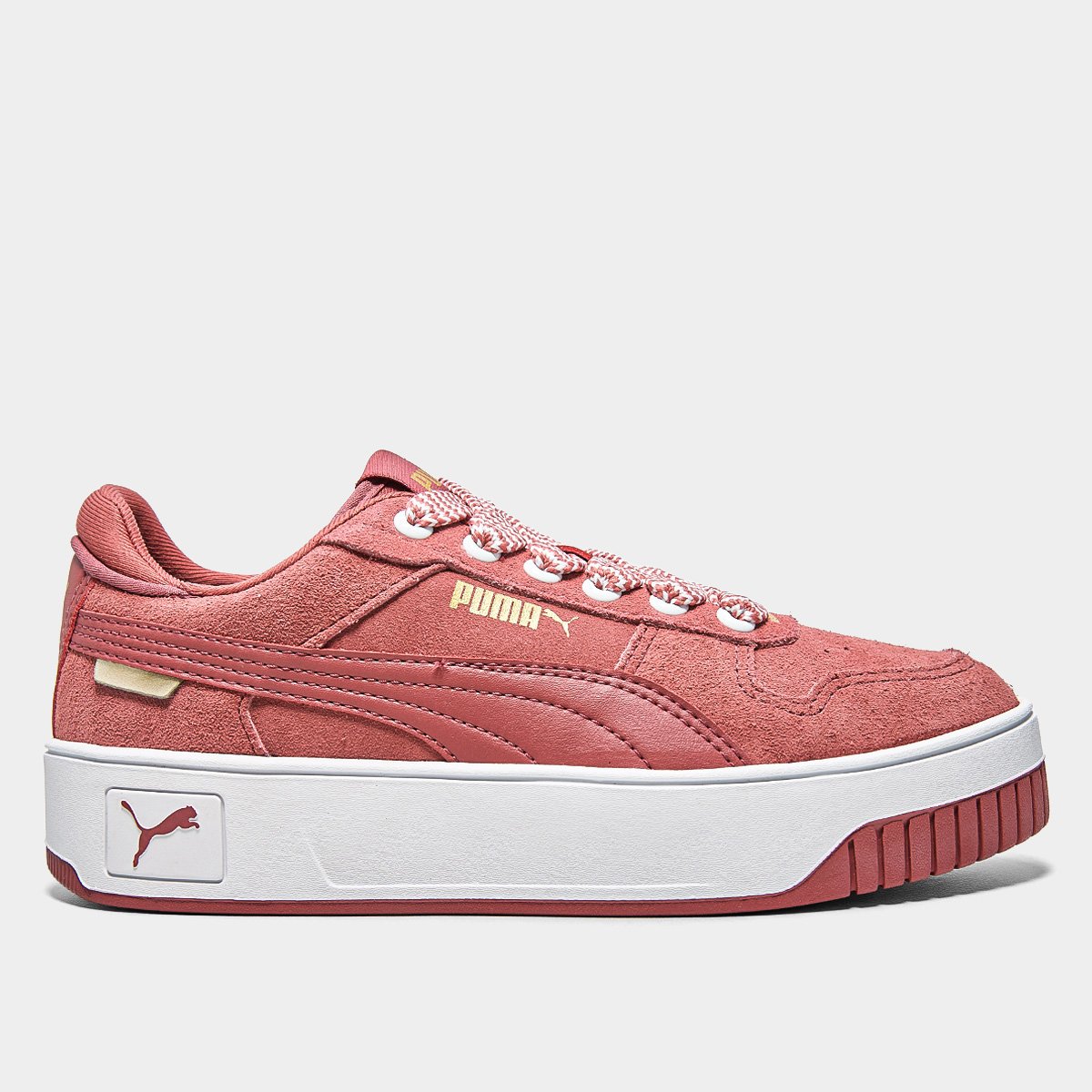Tênis Puma Carina Street Thick Laces Bdp Feminino - Vermelho+Dourado Menor preço em Tênis Puma Carina Street Thick Laces Bdp Feminino - Vermelho+Dourado