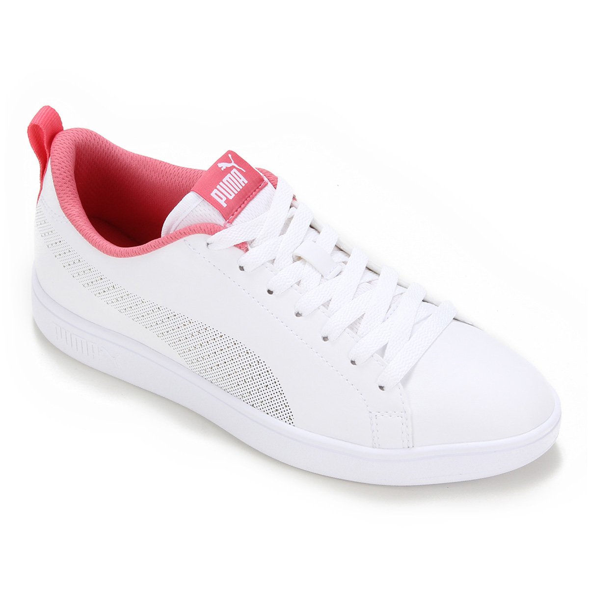 Tênis Puma Puma Smash Ace V2 Bdp Feminino - Branco+Rosa Menor preço em Tênis Puma Puma Smash Ace V2 Bdp Feminino - Branco+Rosa