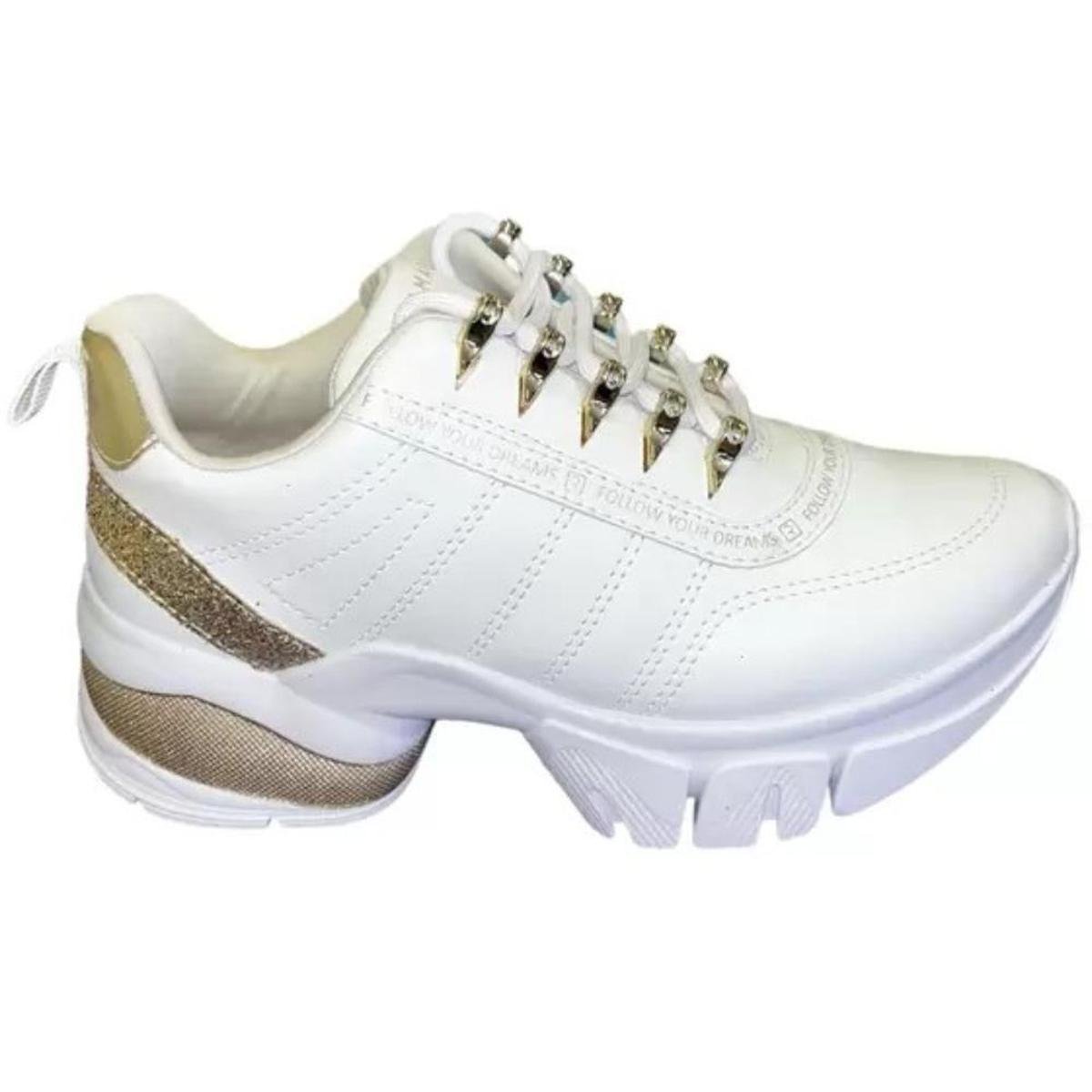 TENIS RAMARIM BRANCO DOURADO OURO 2480102-0006 Zattini