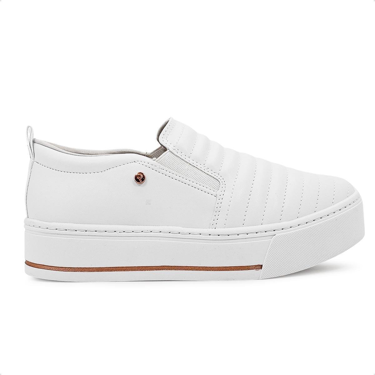 Tênis Ramarim Slip On Caixa Alta Feminino - Branco+Salmão Menor preço em Tênis Ramarim Slip On Caixa Alta Feminino - Branco+Salmão