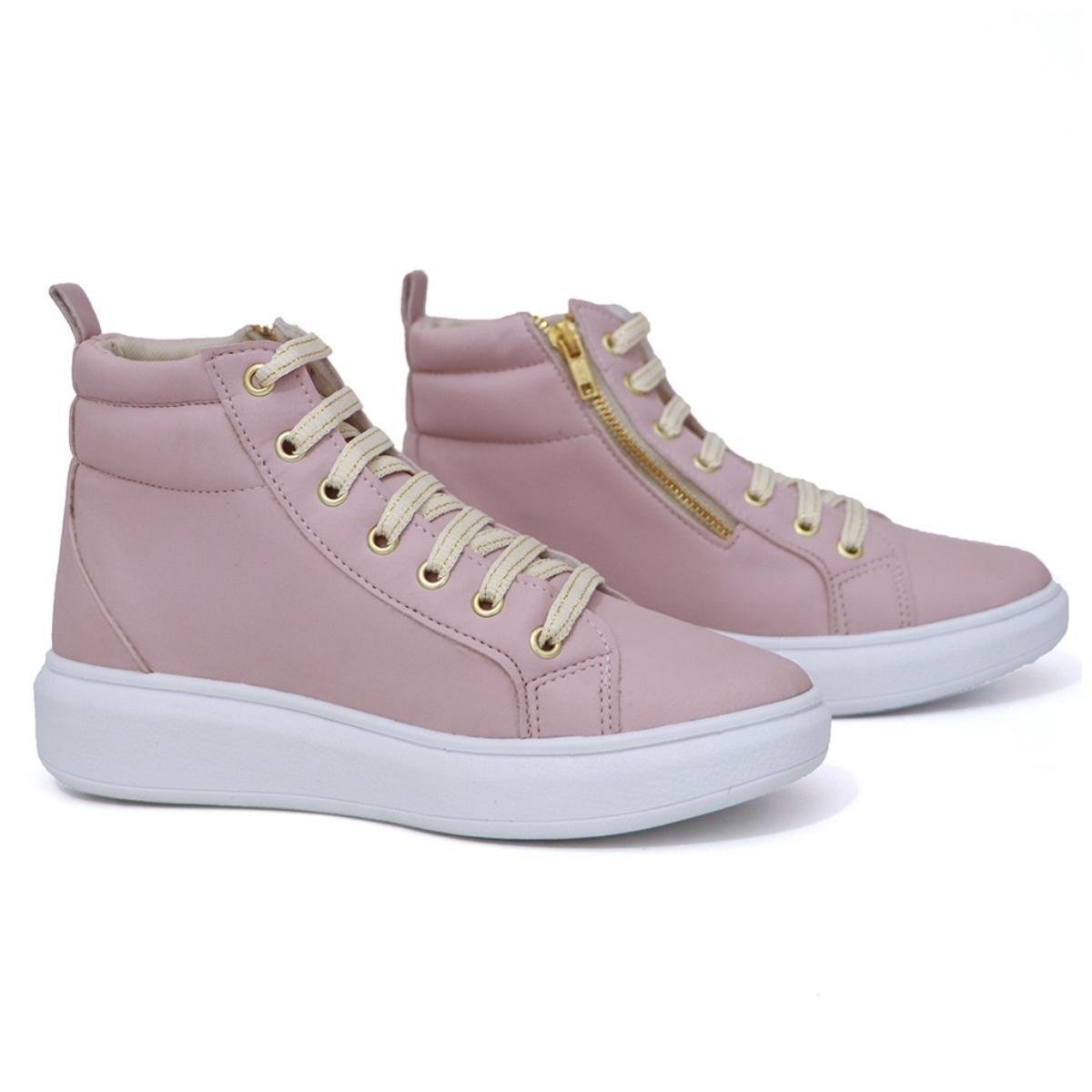 Tenis Sapatenis Cano Alto Feminino Ziper Lateral Botinha Casual Confortavel Macia Moderno Menor preço em Tenis Sapatenis Cano Alto Feminino Ziper Lateral Botinha Casual Confortavel Macia Moderno