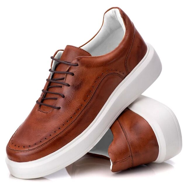 Tênis Sapatênis Casual Masculino Couro Confortável