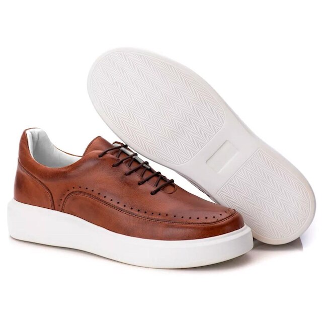 Tênis Sapatênis Casual Masculino Couro Confortável
