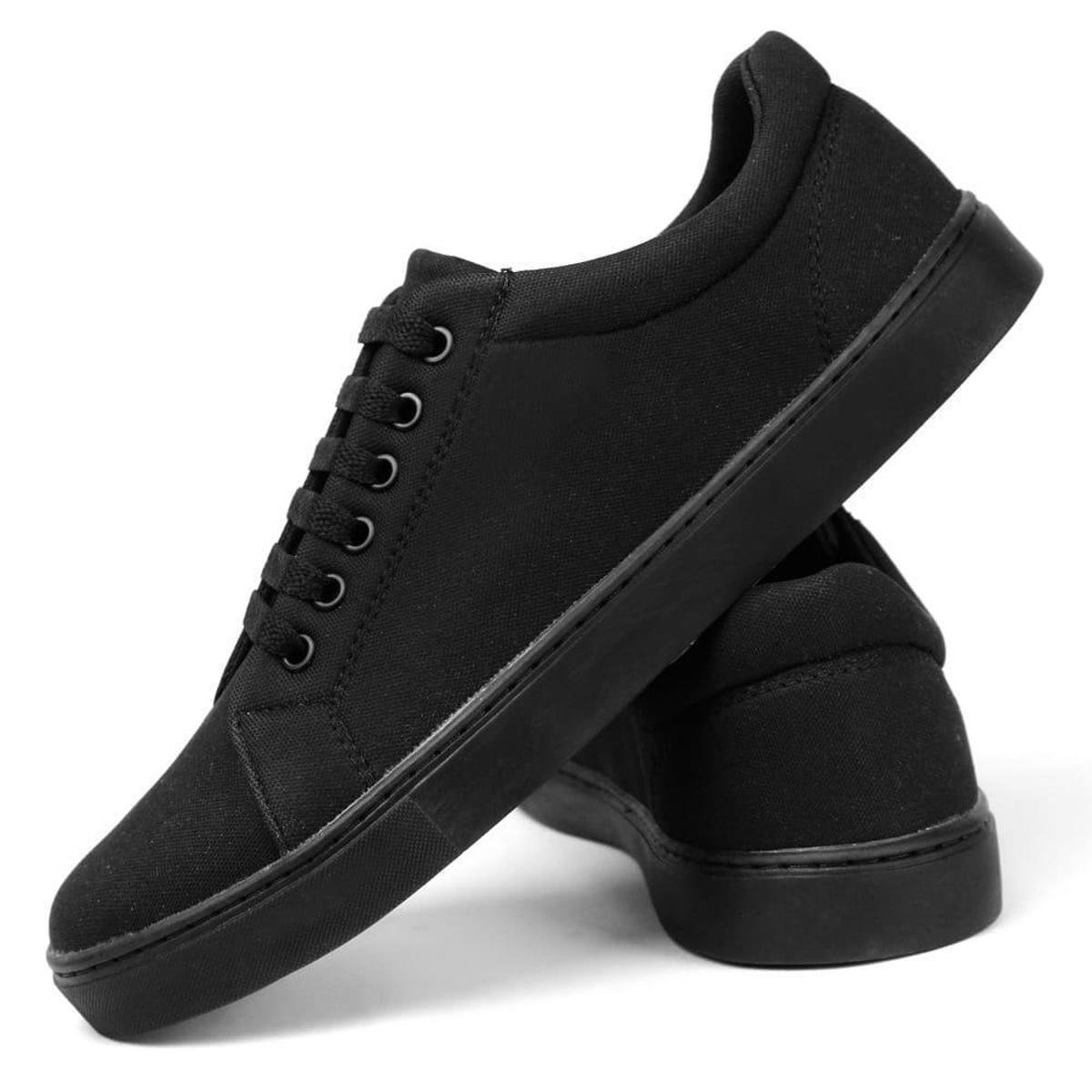 Tênis Sapatênis Casual Masculino em Lona - Preto Menor preço em Tênis Sapatênis Casual Masculino em Lona - Preto