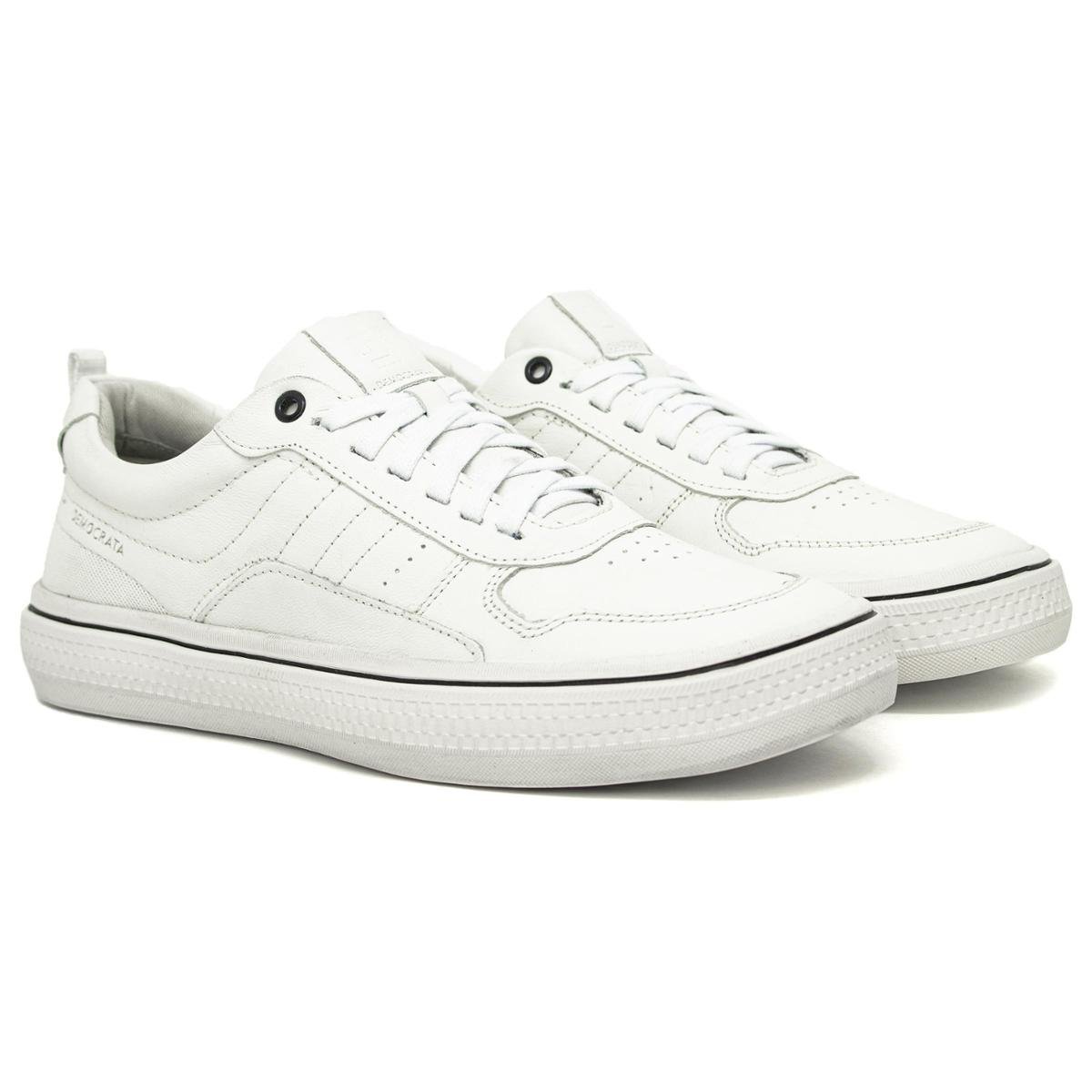 Tênis Sapatênis Democrata Denim Fender Couro Legítimo com Cadarço Palmilha Macia Confortável 290205 - Branco Menor preço em Tênis Sapatênis Democrata Denim Fender Couro Legítimo com Cadarço Palmilha Macia Confortável 290205 - Branco