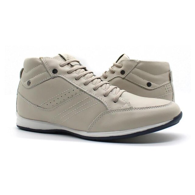 Tenis Sapatenis em Couro Casual Cano Medio Netony 1008