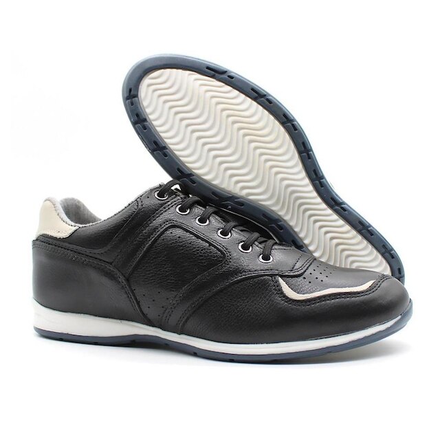 Tenis Sapatenis em Couro Casual Elástico Netony 5695