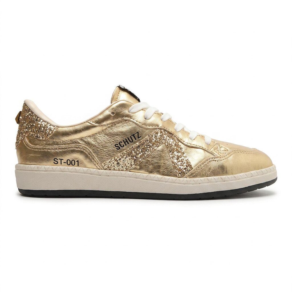 Tênis Schutz Feminino Couro Sneaker ST-001 Triangle Glitter S2185300010007 Dourado