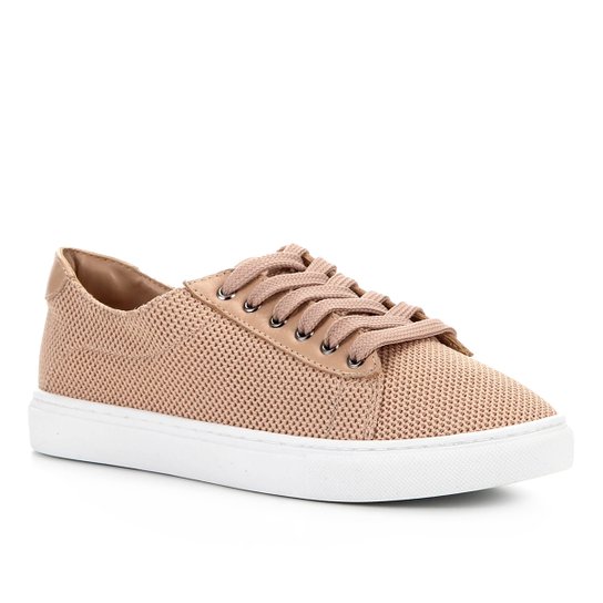 Tênis Shoestock Tricot Couro - Nude