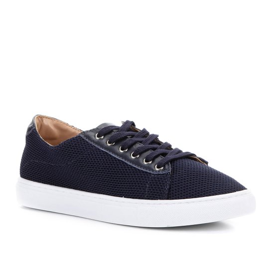 Tênis Shoestock Tricot Couro - Marinho