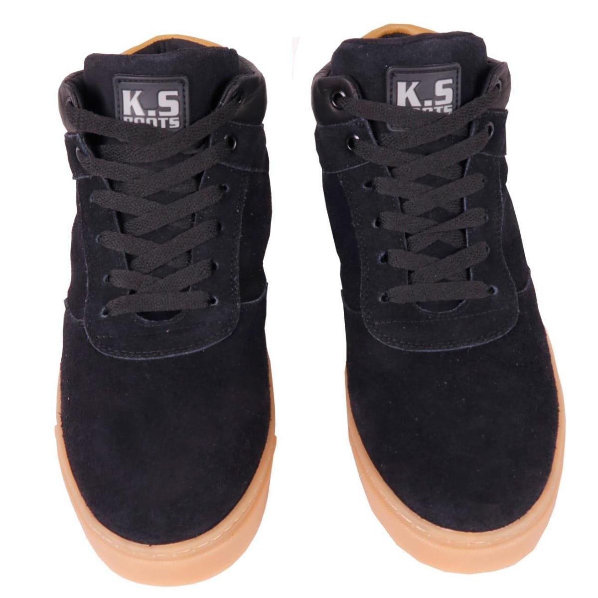 Tenis Skatista Masculino Cano Alto Em Couro Preto Zattini