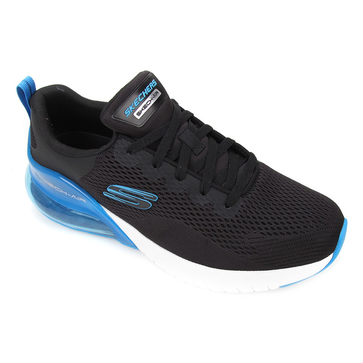 Tênis Skechers Air Stratus Maglev Masculino - Preto+Azul Menor preço em Tênis Skechers Air Stratus Maglev Masculino - Preto+Azul