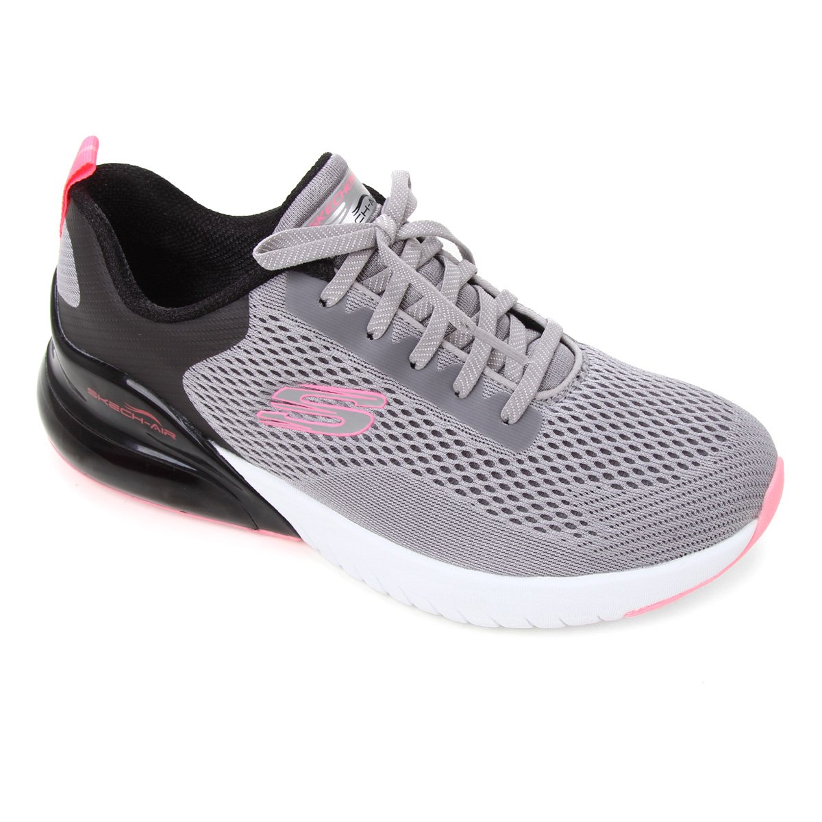 Tênis Skechers Air Stratus Wind Breeze Feminino - Cinza+Preto Menor preço em Tênis Skechers Air Stratus Wind Breeze Feminino - Cinza+Preto