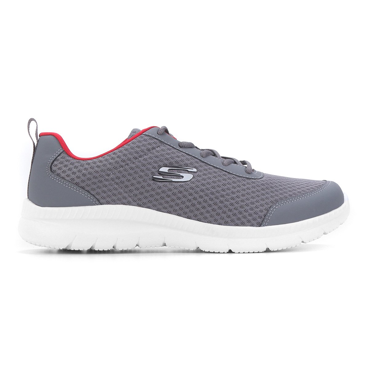 Tênis Skechers Be Kind Masculino - Cinza+Vermelho Menor preço em Tênis Skechers Be Kind Masculino - Cinza+Vermelho