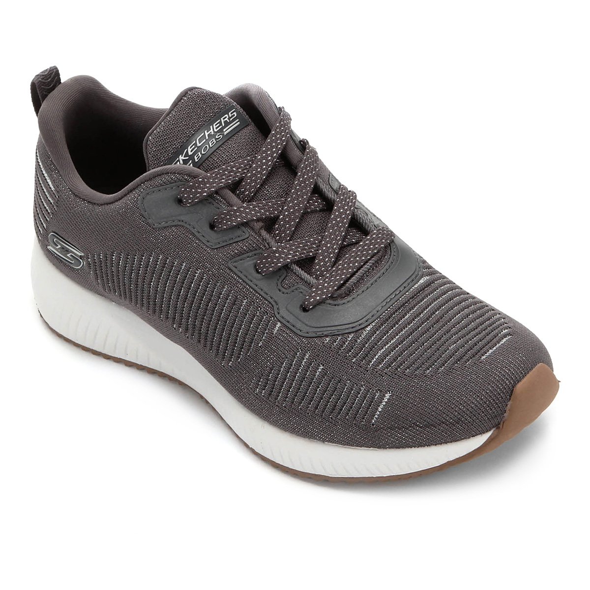 Tênis Skechers Bobs Squad League Feminino - Cinza+Prata Menor preço em Tênis Skechers Bobs Squad League Feminino - Cinza+Prata