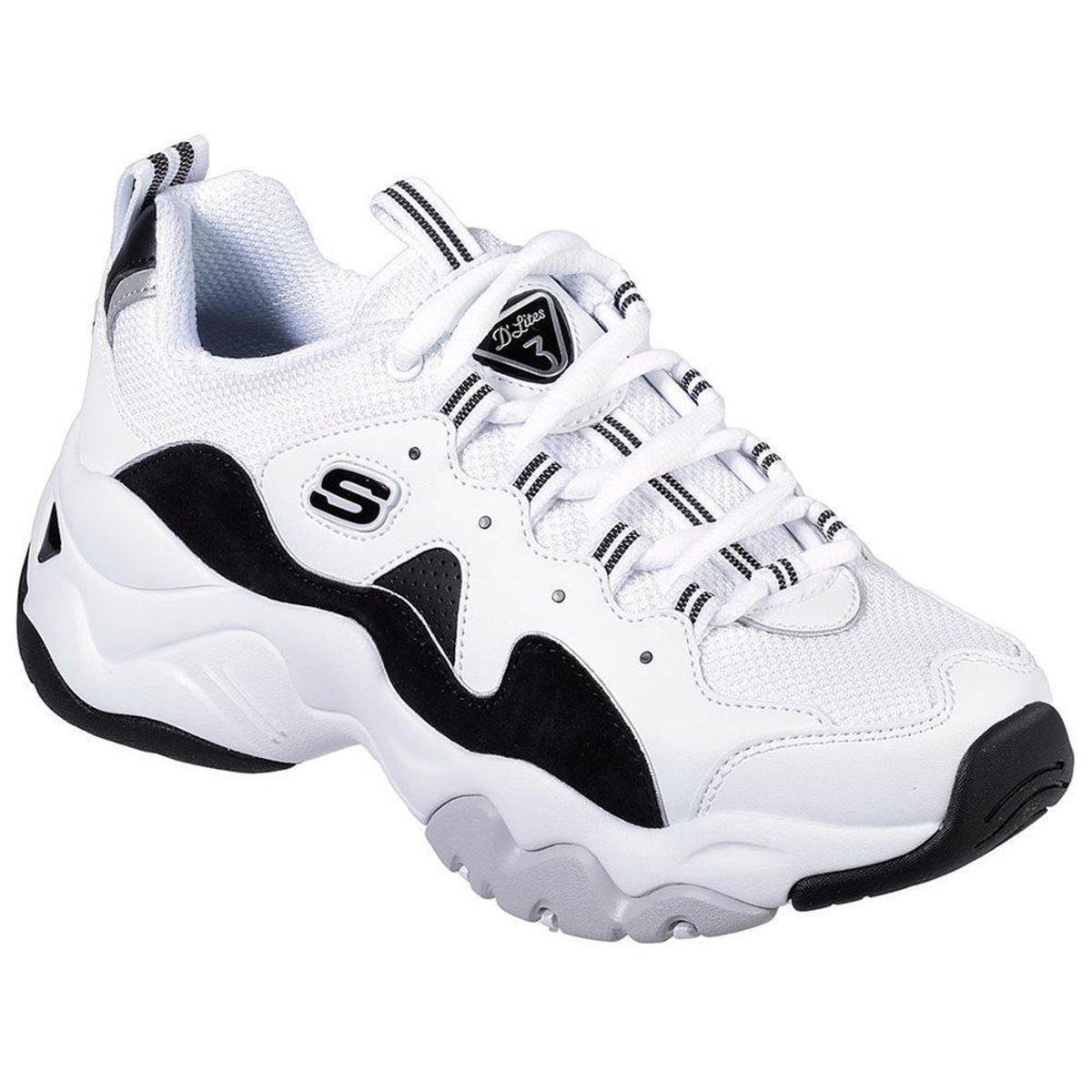 Tênis Skechers D'Lites 3.0 Zenway Feminino - Bran - Branco+Preto Menor preço em Tênis Skechers D'Lites 3.0 Zenway Feminino - Bran - Branco+Preto