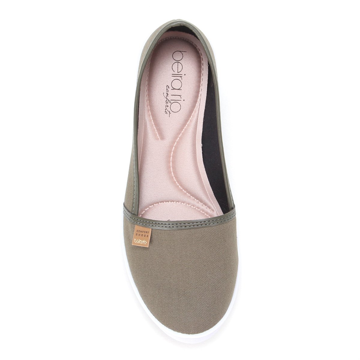 Tênis Slip On Beira Rio Liso Feminino - Verde Militar | Zattini
