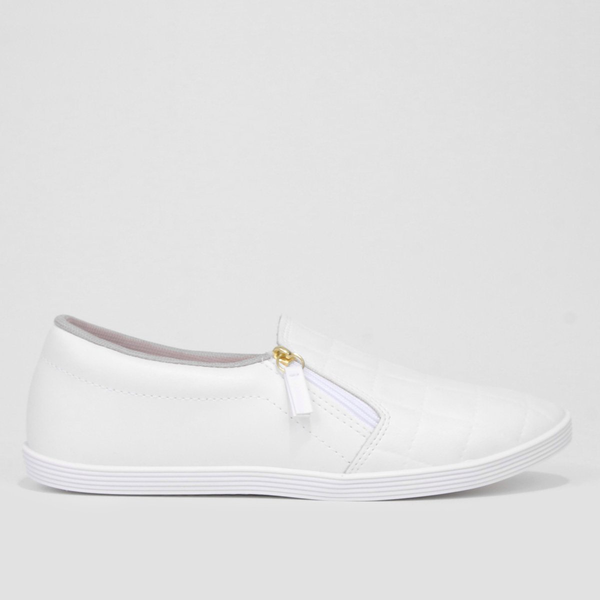 Tênis Slip On Beira Rio Zíper Feminino - Branco Menor preço em Tênis Slip On Beira Rio Zíper Feminino - Branco