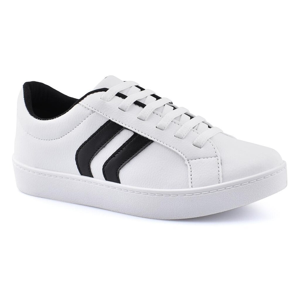 Tenis Slip On Branco Godiva Tiras Preto