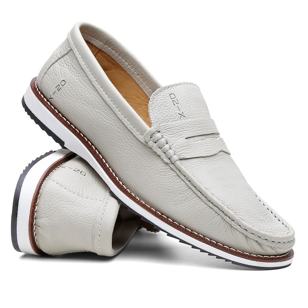 Tênis Slip On Calce Facil Masculino Couro Casual OX022