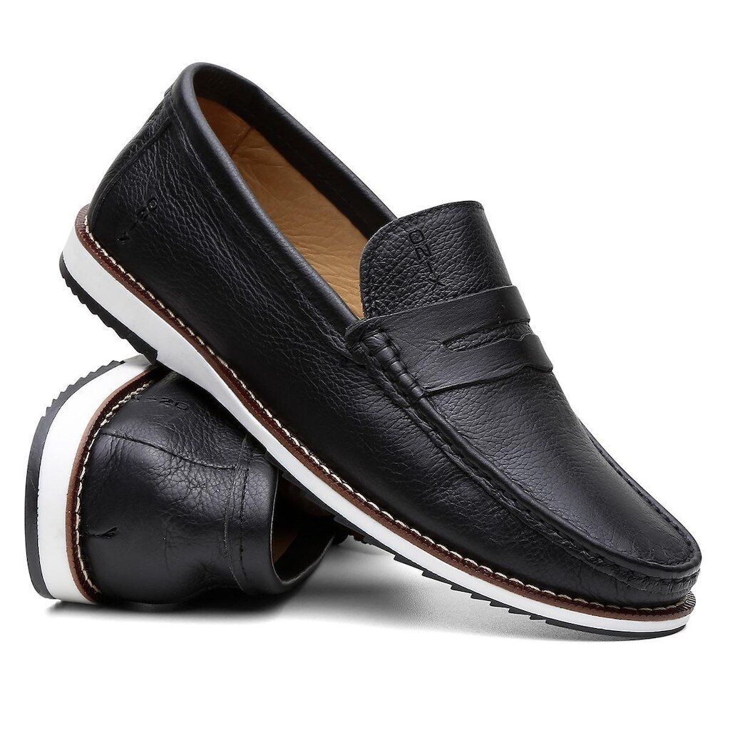 Tênis Slip On Calce Facil Masculino Couro Casual OX022