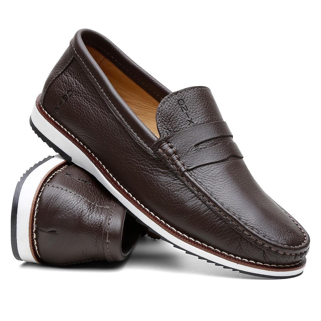 Tênis Slip On Calce Facil Masculino Couro Casual OX022