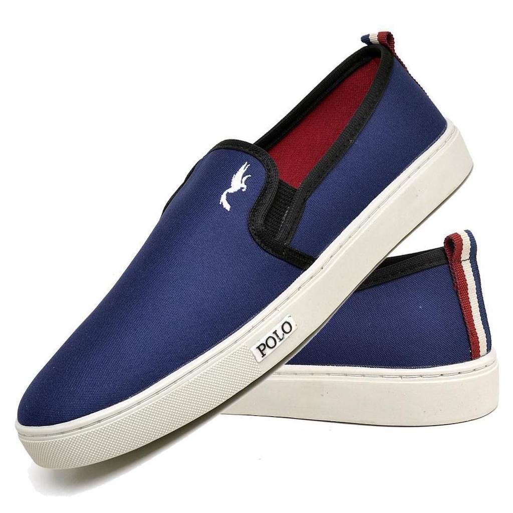 Tênis Slip On Casual Masculino Polo Blu Lona Conforto Macio