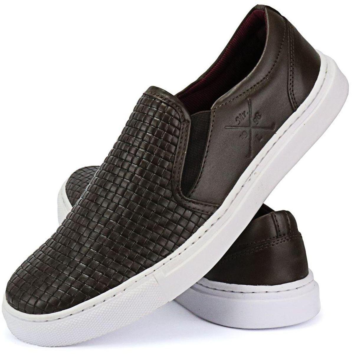 Look Tênis Slip On Masculino Tênis Slip On em Couro SapatoFran Cano Curto Elástico Masculino | Zattini