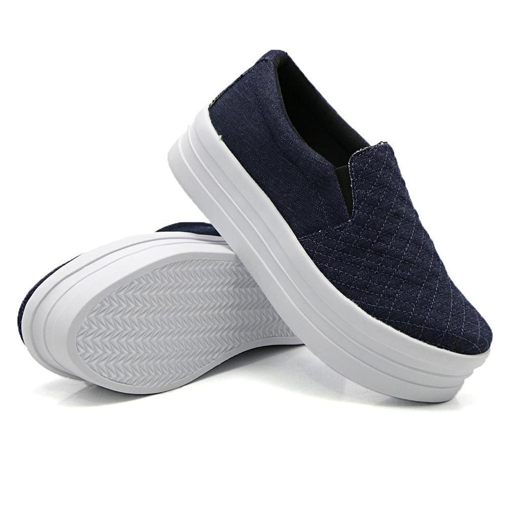 Tênis Slip On Feminino Liso Moda Casual Calce Fácil Linha Conforto Moderno Tendência Mulher Fashi