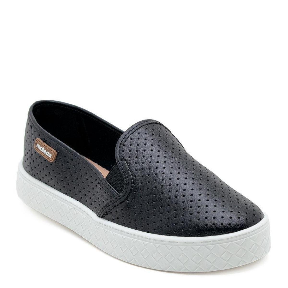 Bottero Slip On Couro Preto Feminino Tênis Bottero Preto Tenis