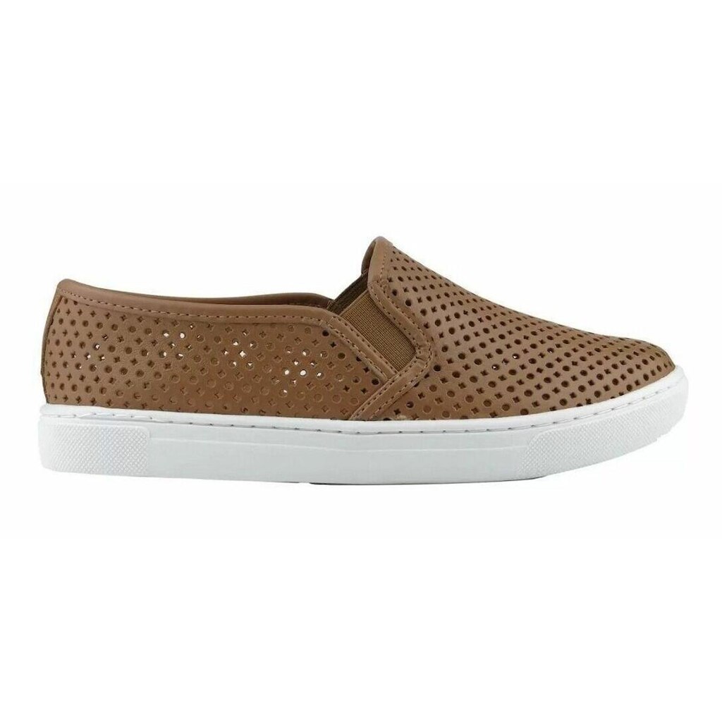 Tênis Slip On Giulia Domna Em Couro Perfurado Camel Marrom 39 BR